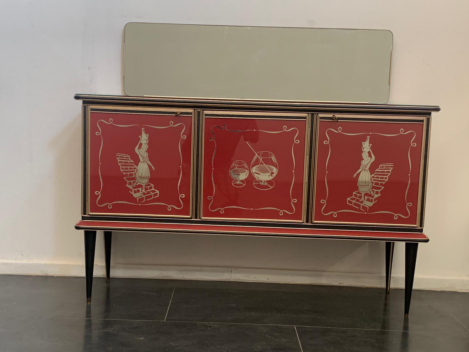Two Sideboards with Mirror and a Table by Umberto Mascagni for Harrods, 40s 3