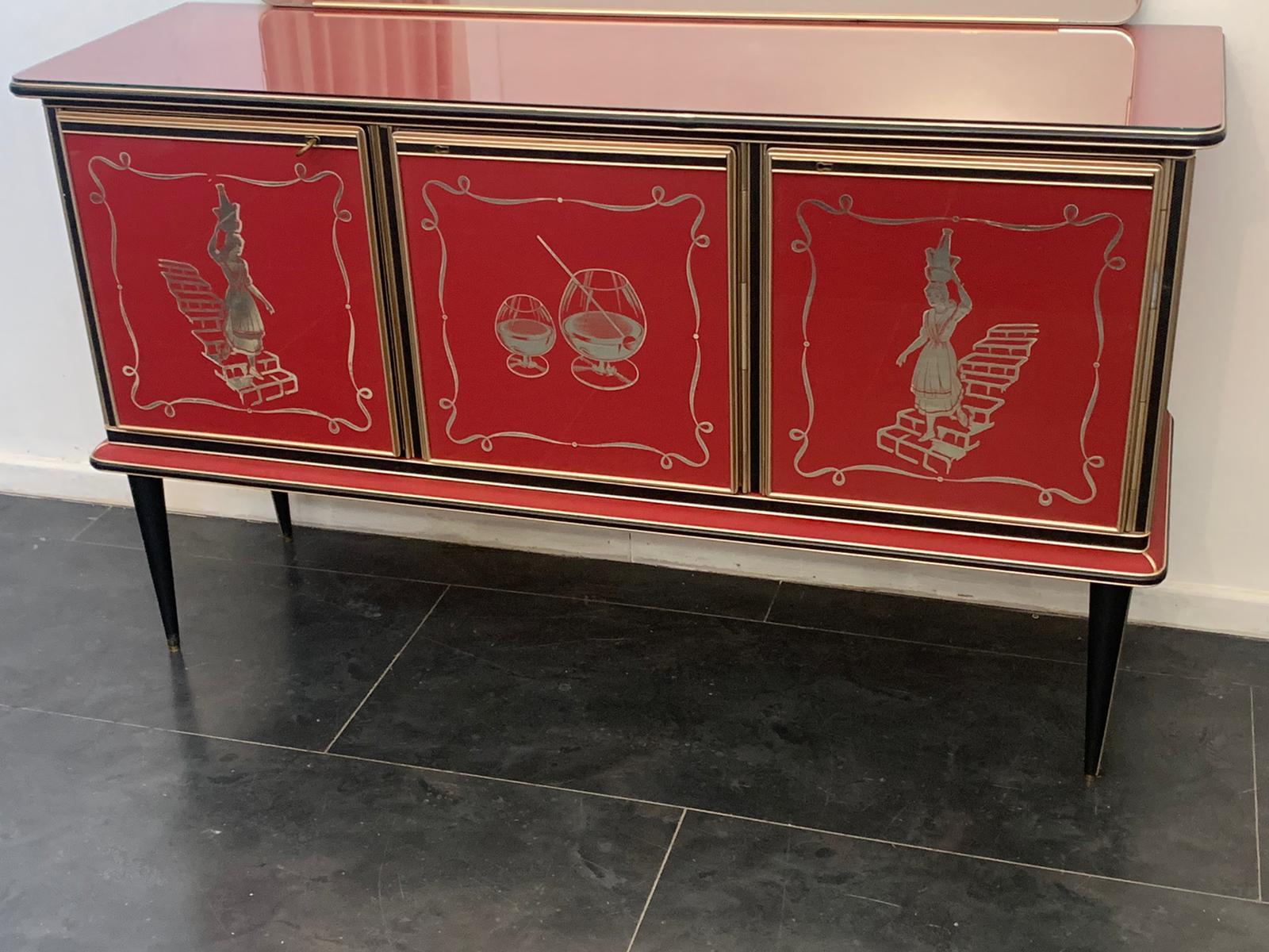 Two Sideboards with Mirror and a Table by Umberto Mascagni for Harrods, 40s 4