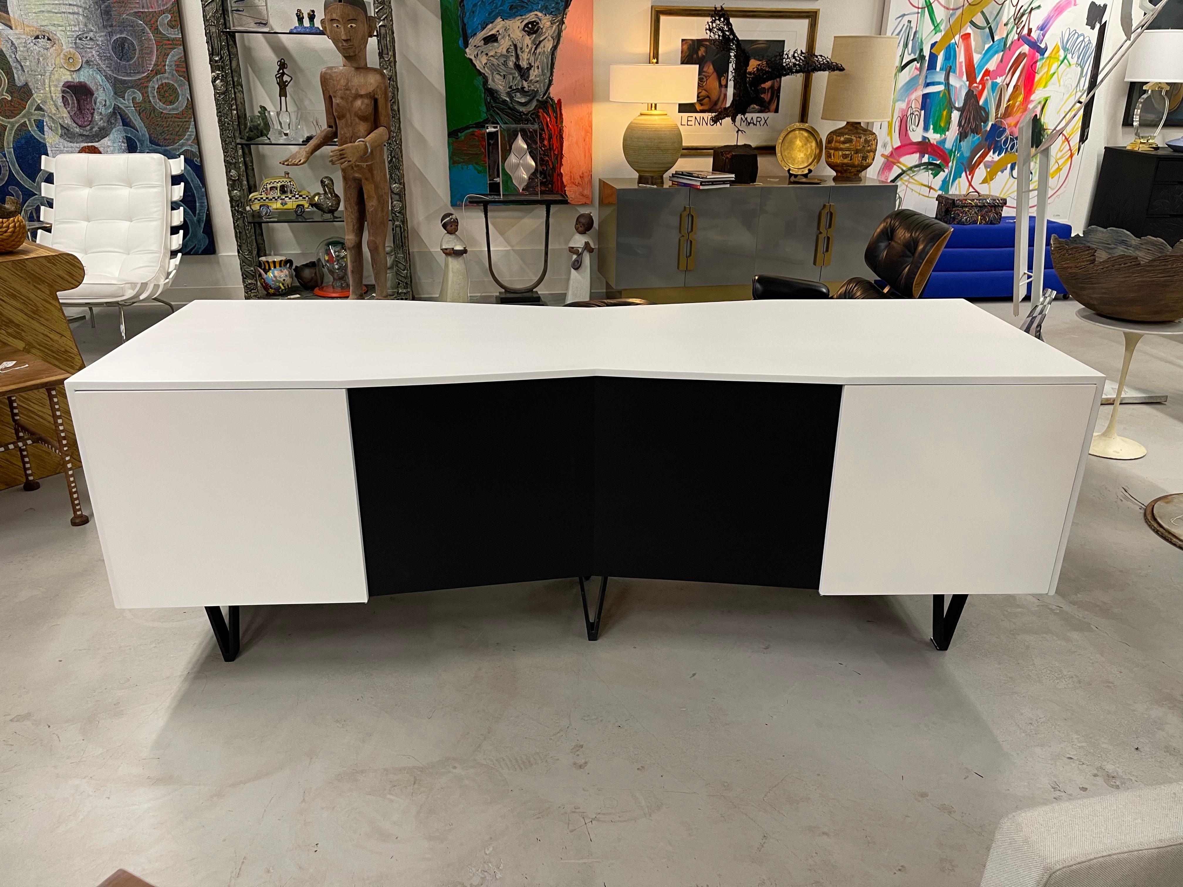 American Two Sided Angled Credenza For Sale