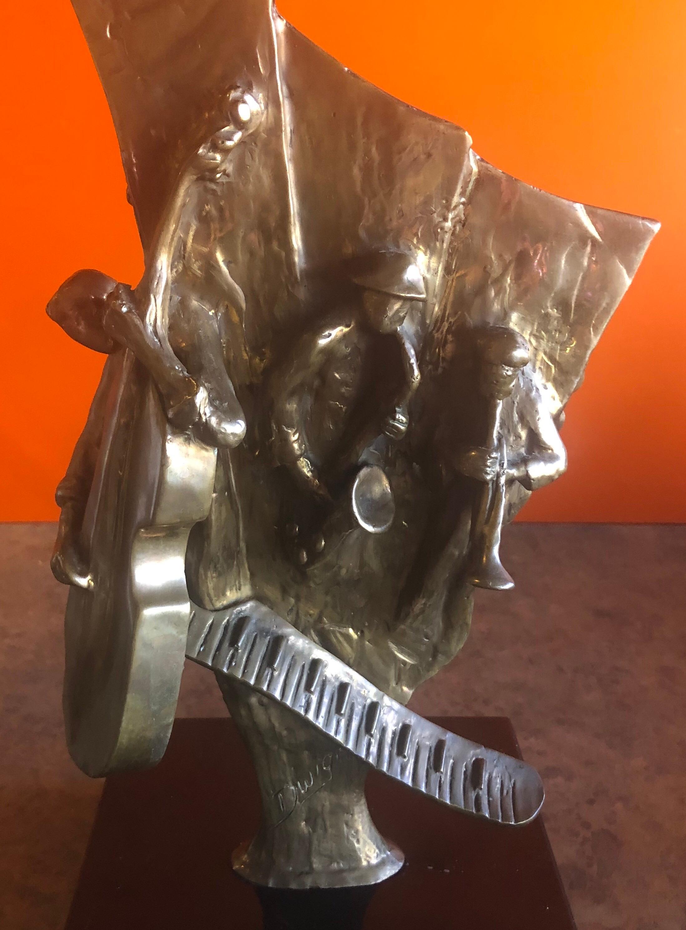 20th Century Two Sided Bronze Jazz Musician Sculpture by Ed Dwight