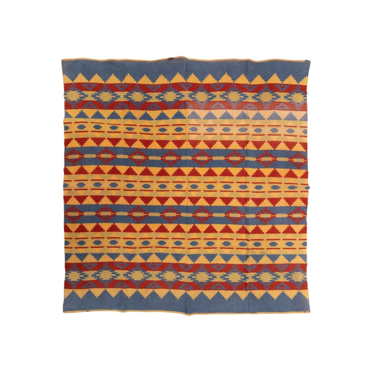 Two Sided Cotton Beacon Blanket, circa 1920 For Sale at 1stDibs