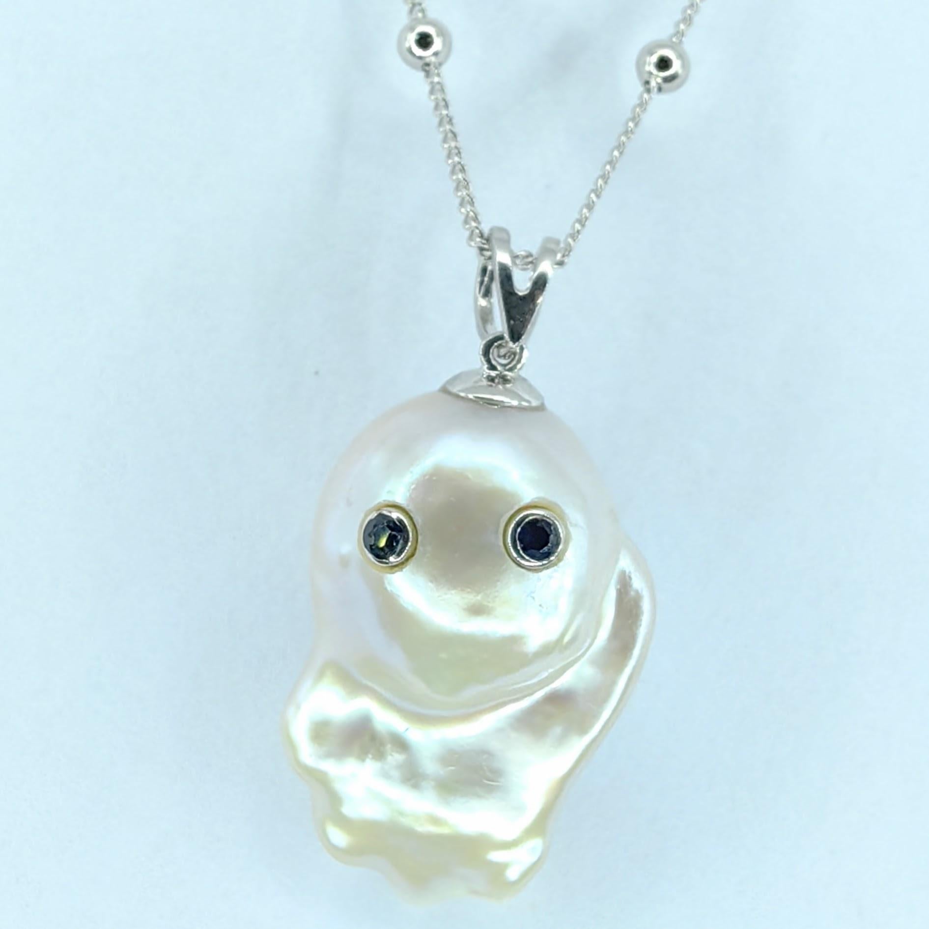 Darling Phantom Gemini: Rubin & Saphir Zweigesichtiger Ghost-Perlen-Anhänger aus 18K Gold (Zeitgenössisch) im Angebot