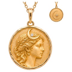 Two-Sided Diana Moon Goddess Coin Pendant