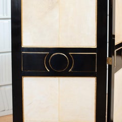 Two-Sided Ebonised Screen with Parchment Panels