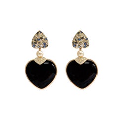 Sunita Nahata Two Sided Lapis & Black Onyx 28.65ct. Drop Earrings in 18KRG.