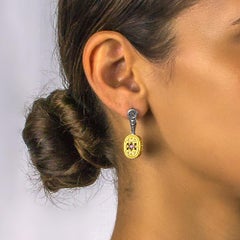 Two-Sided Sterling Silver Earrings with Crystals, Semi-Precious Gemstones