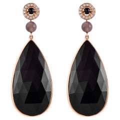 Two Sided White & Black Onyx Earrings in 18 Karat Rose Gold