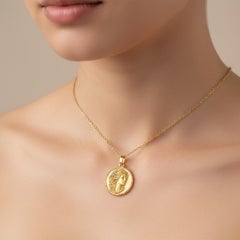 Two-SidedArt Nouveau Muse Protection Amulet Pendant