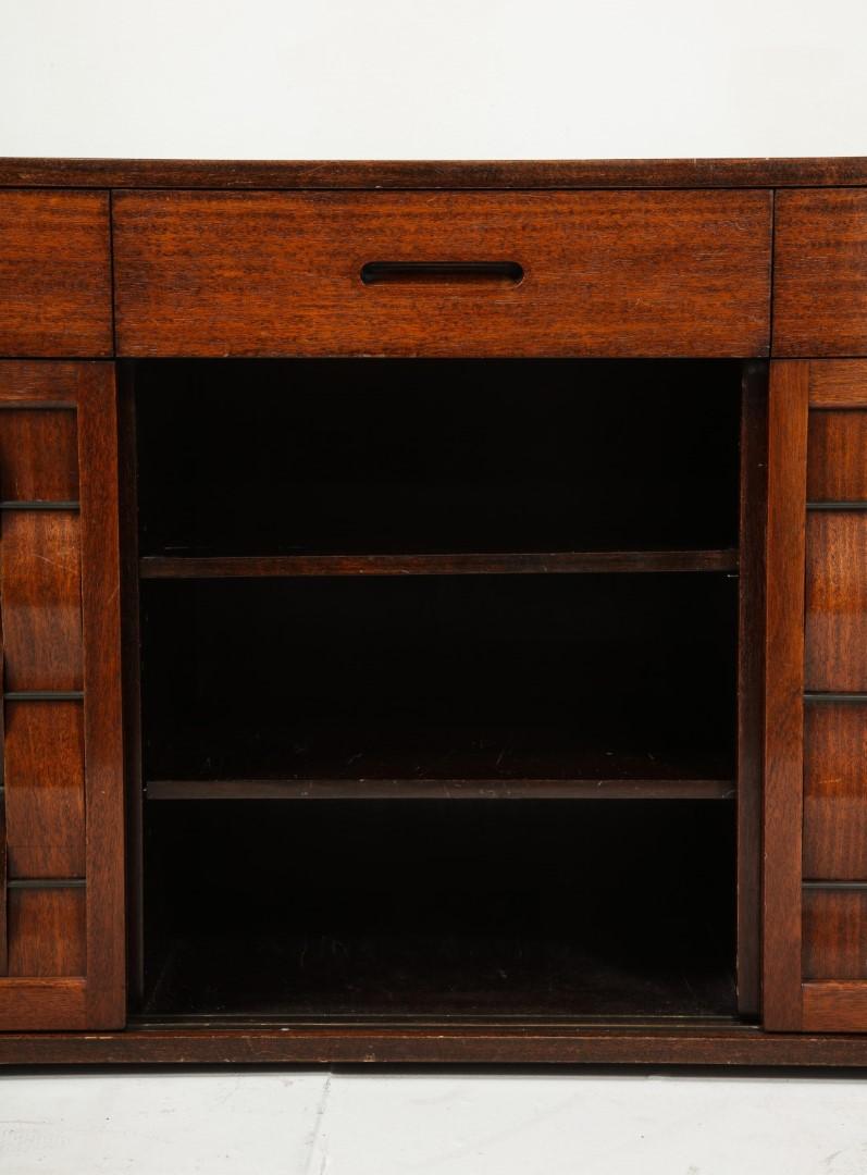 Two Signed Edward Wormley for Dunbar Ebonized Walnut Woven Front Credenzas For Sale 7