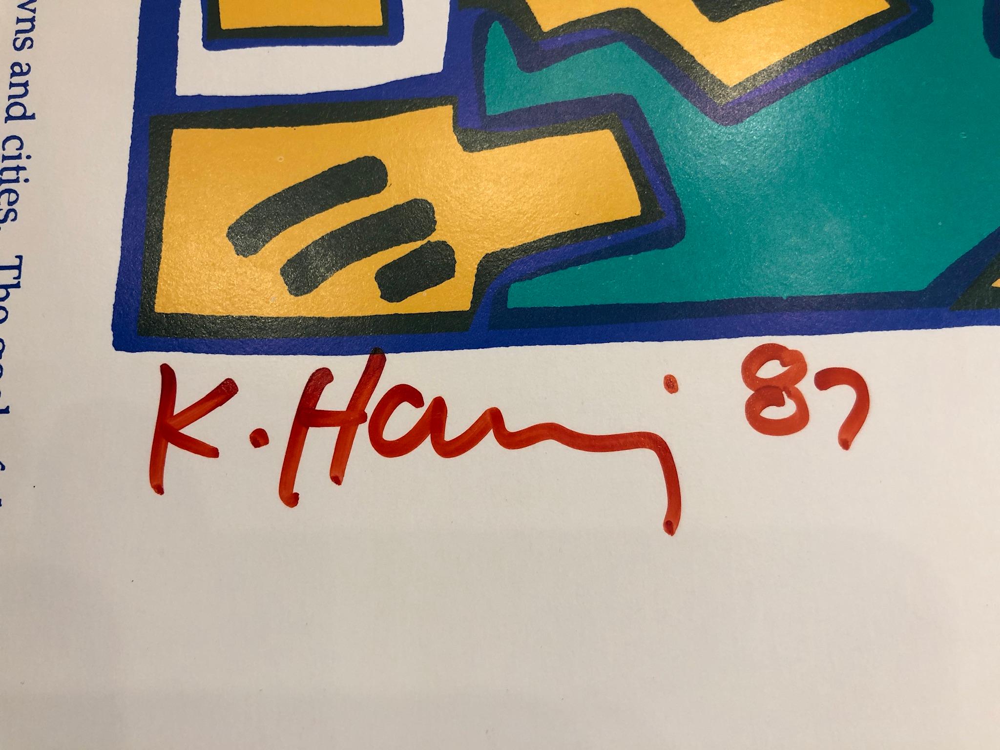 Two Signed Keith Haring Posters In Good Condition For Sale In Brooklyn, NY