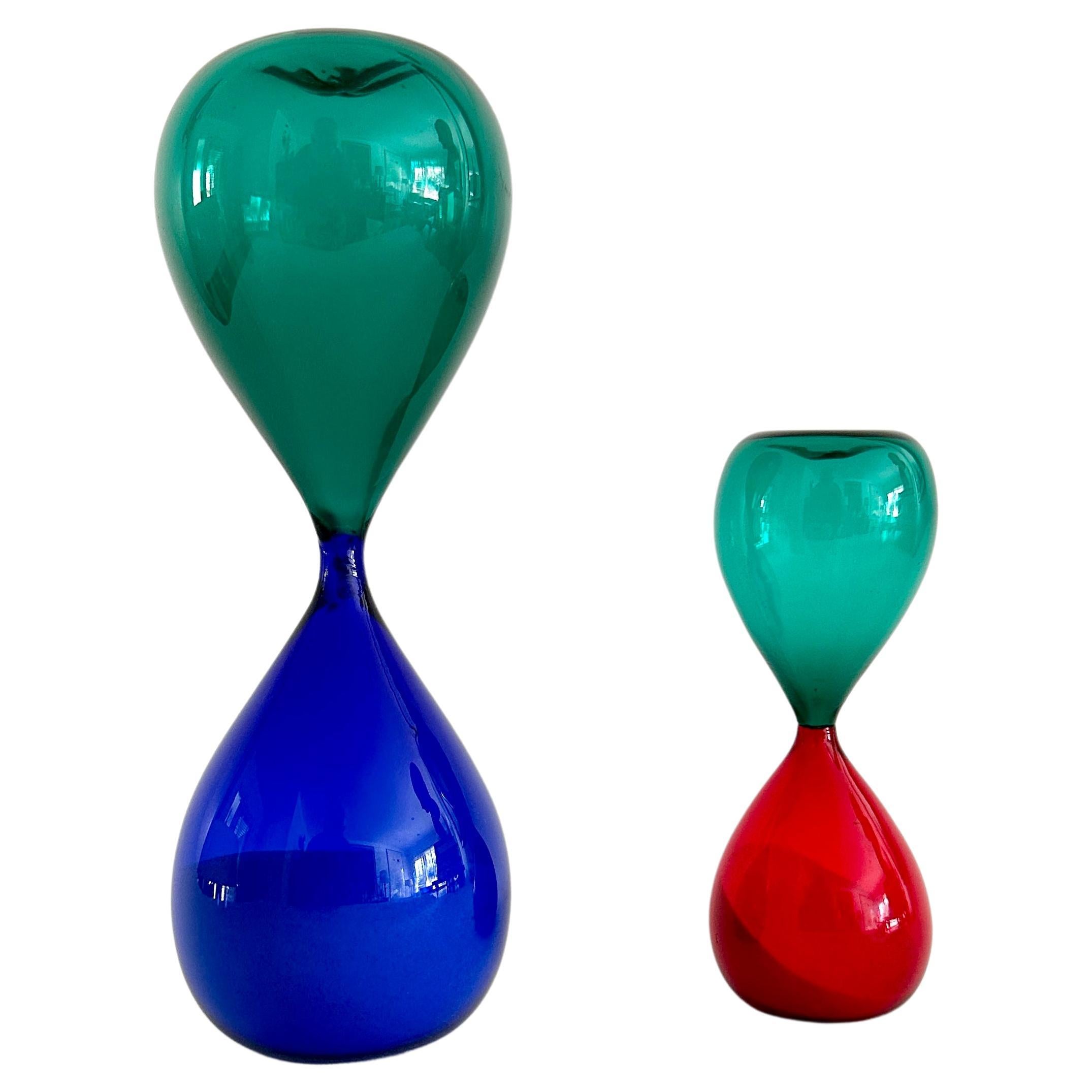 Two Signed Vintage Venini Hourglasses Designed By Paolo Venini For Venini For Sale