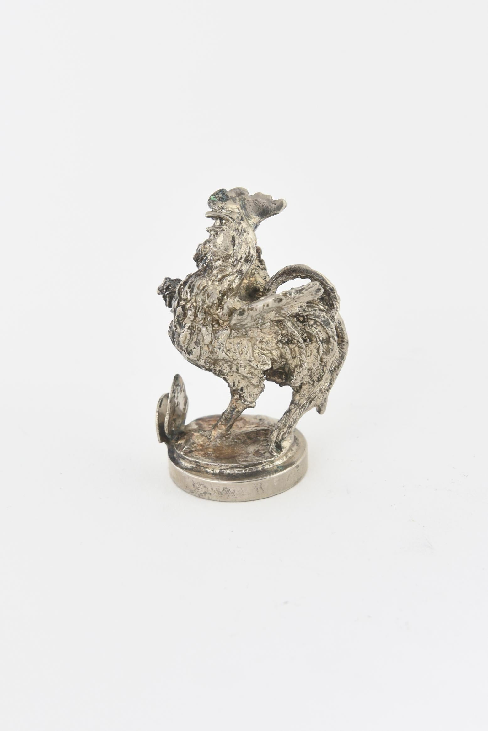 Metalwork Two Silver Plate Rooster Menus or Place Card Holders, a Pair