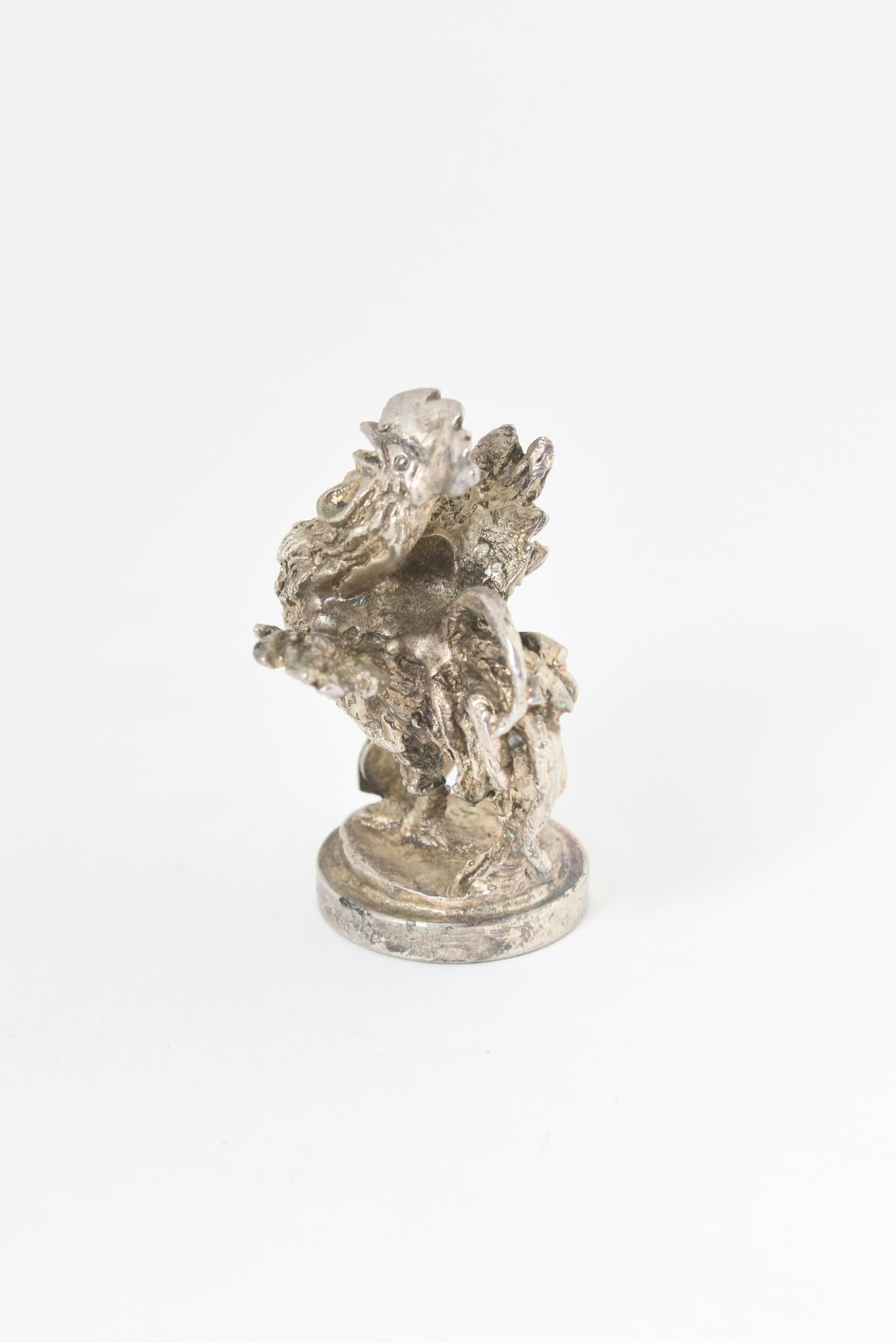 Two Silver Plate Rooster Menus or Place Card Holders, a Pair In Good Condition In Miami Beach, FL