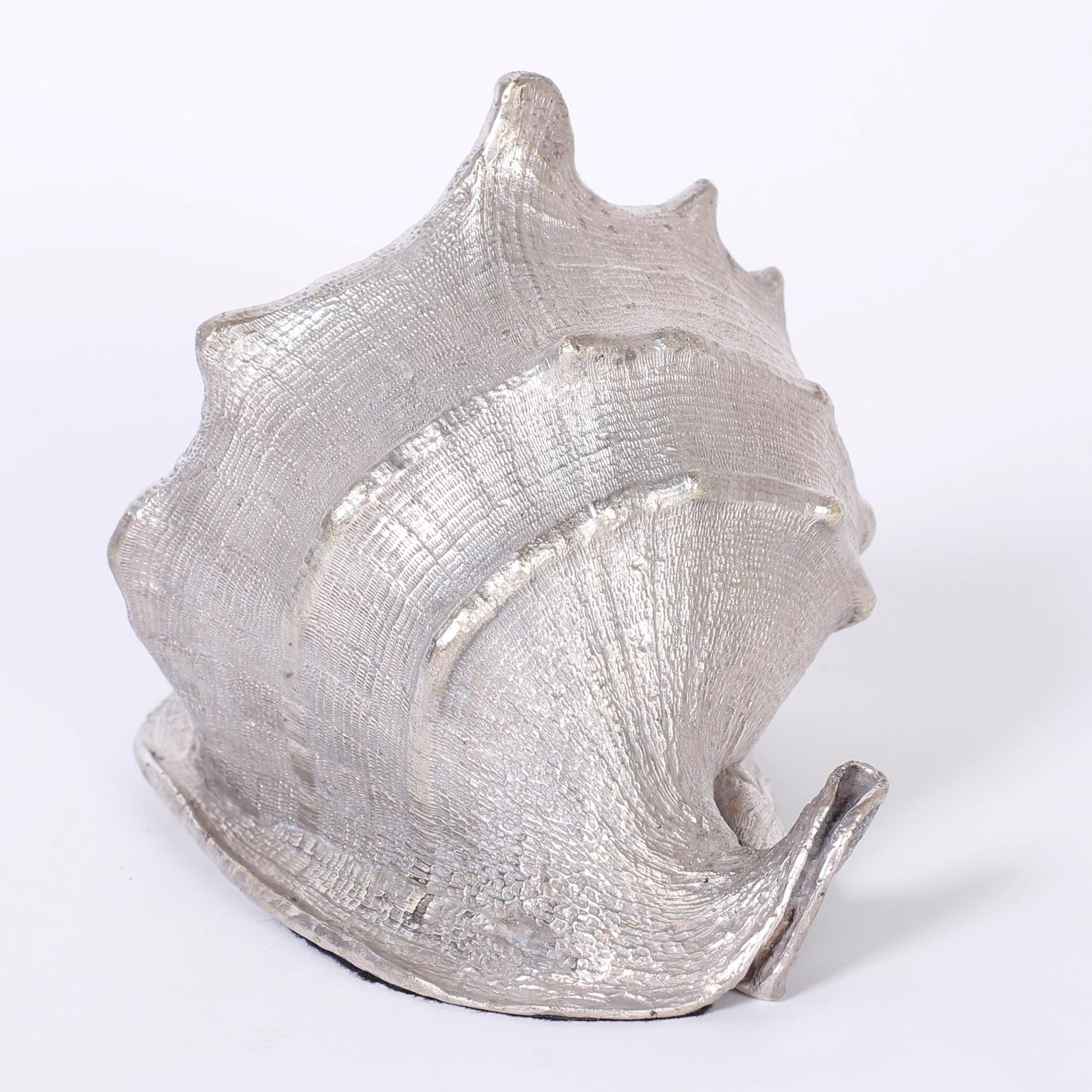 American Two Silver Plated Metal Seashells