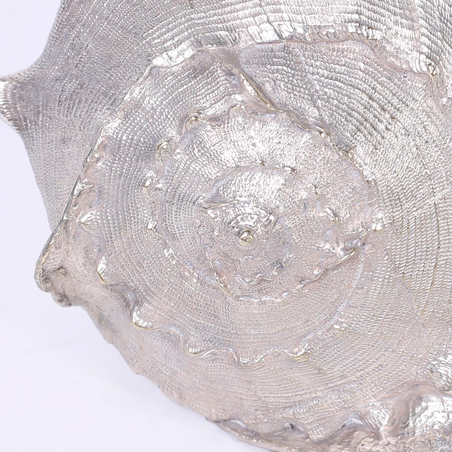Iron Two Silver Plated Metal Seashells