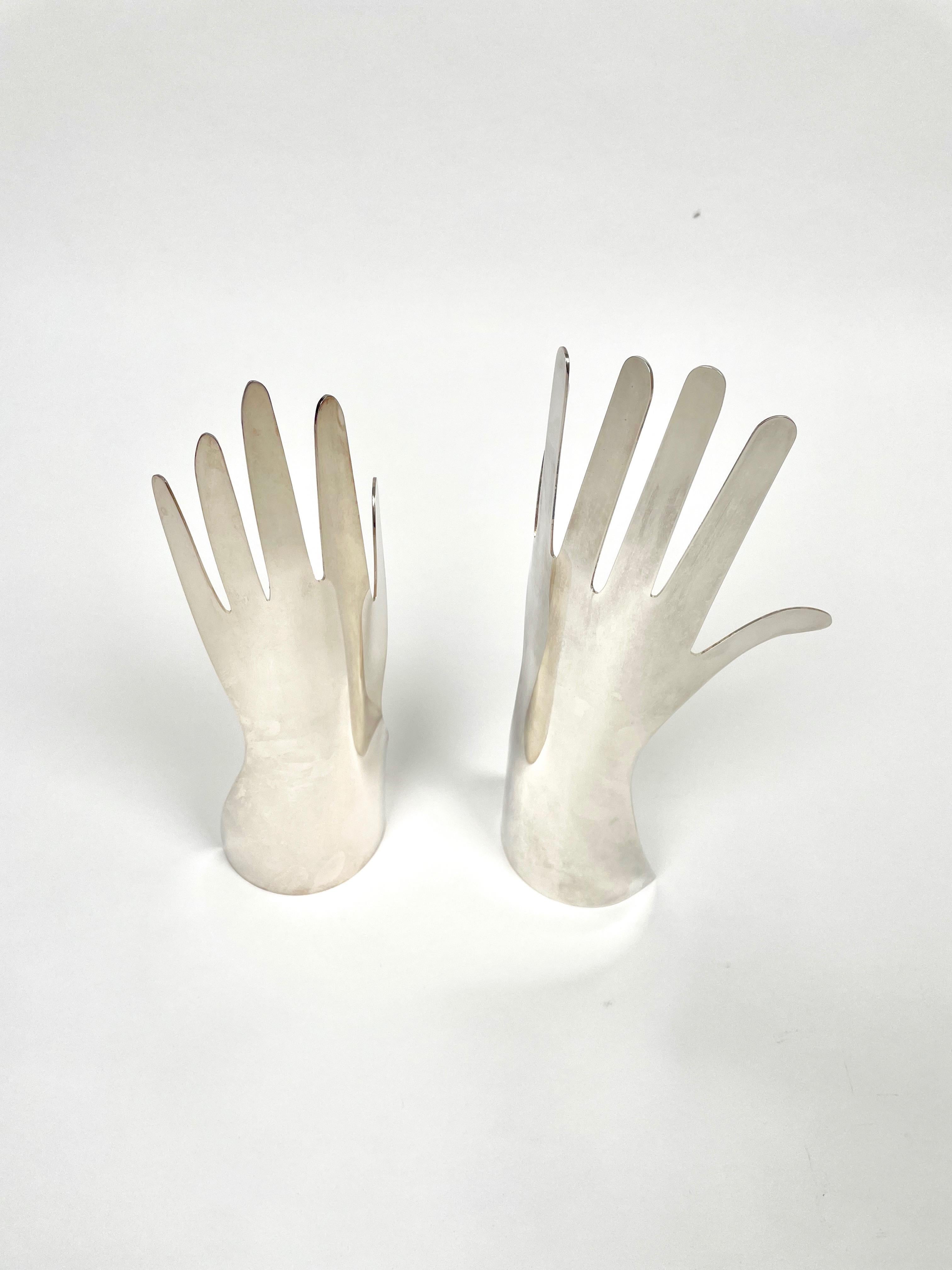 Mid-Century Modern Two Silvered Metal Hands by Gio Ponti for Sabattini, Italy, 1978 For Sale