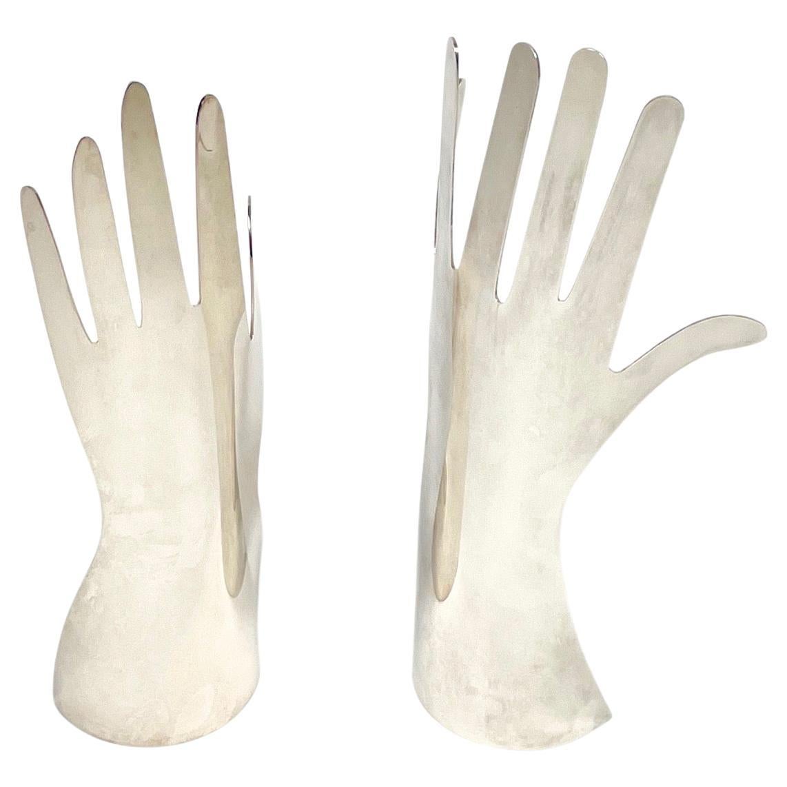 Two Silvered Metal Hands by Gio Ponti for Sabattini, Italy, 1978 For Sale