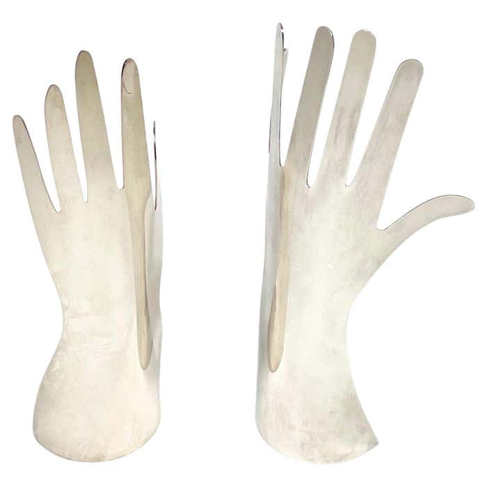 Two Silvered Metal Hands by Gio Ponti for Sabattini, Italy, 1978 For ...