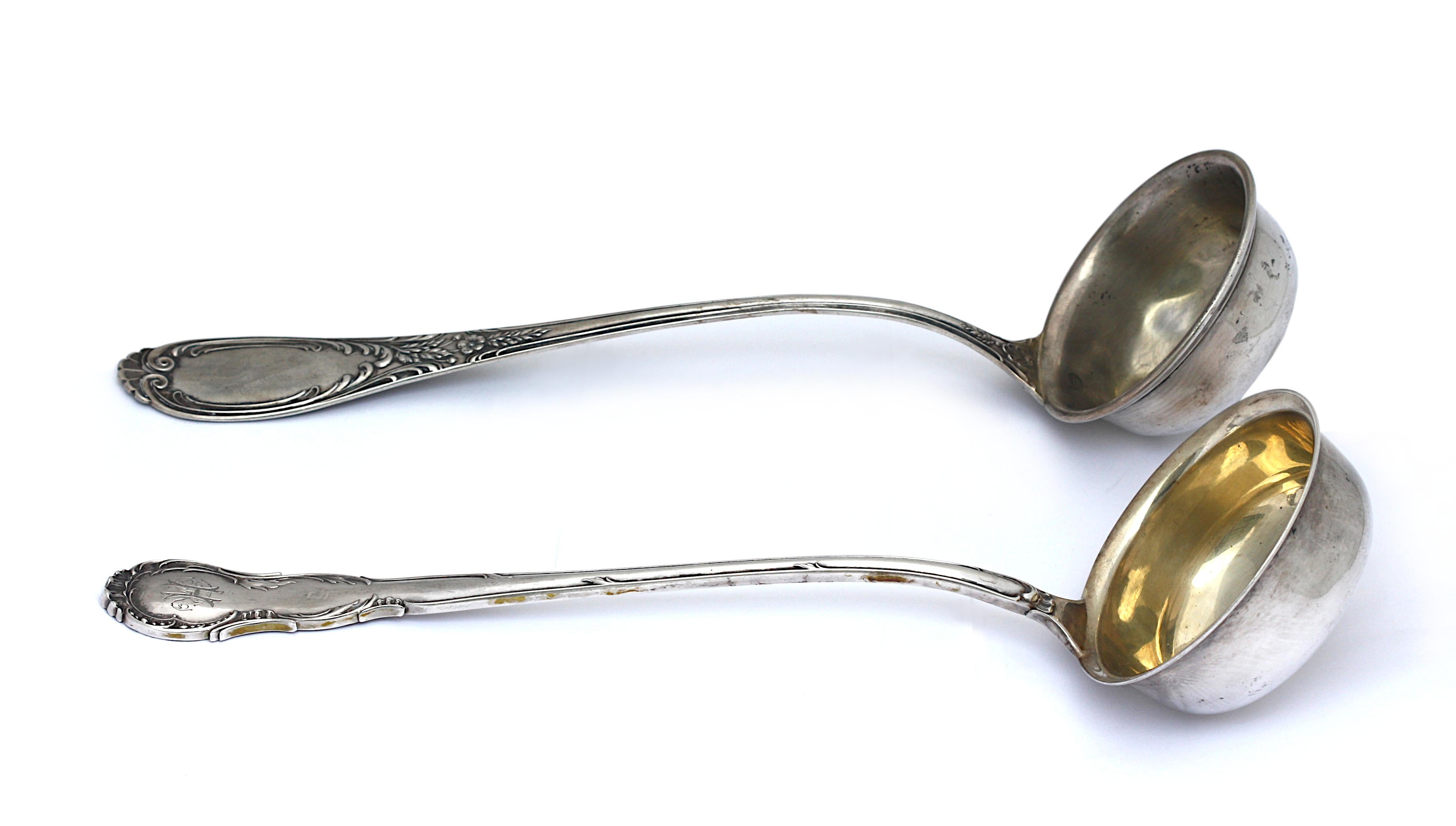 Two Similar Continental Silver Soup Ladles In Good Condition For Sale In West Palm Beach, FL