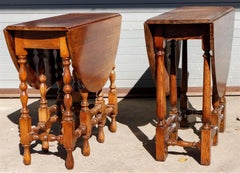 Two Similar English Walnut and Oak Dropleaf Gateleg Tables