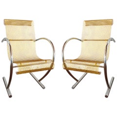 Pair of Sing Sing Sing Original Yellow Steel Chairs, Shiro Kuramata Pastoe 1985