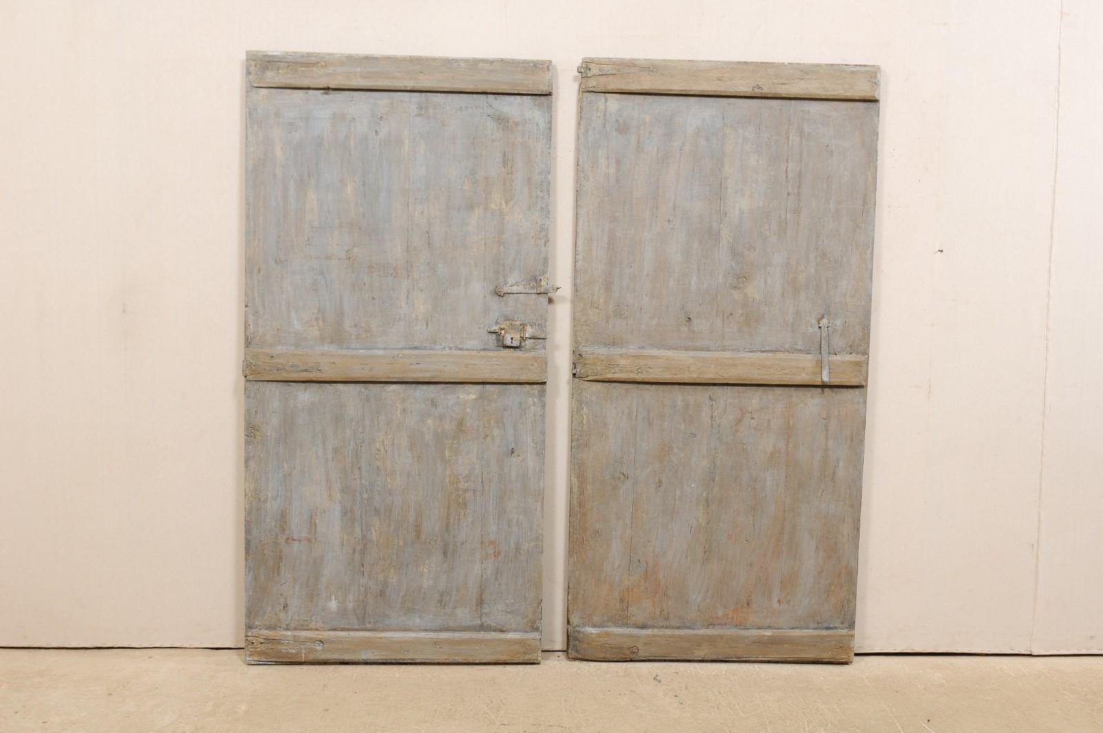 Two Single 19th Century Spanish Painted Recessed Panel Front Doors 4