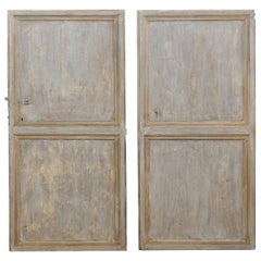 Two Single 19th Century Spanish Painted Recessed Panel Front Doors