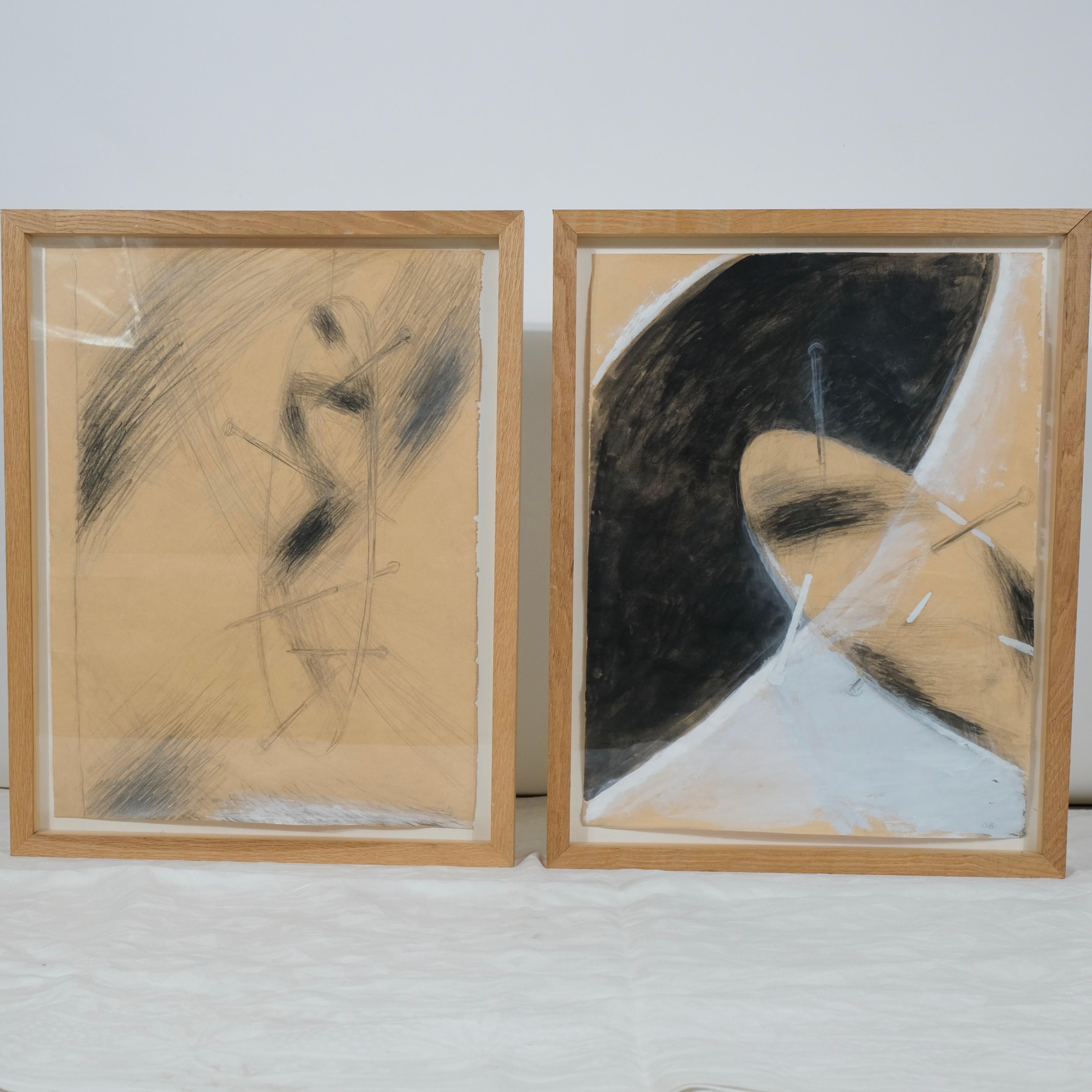 Swedish Two Sketches by Olle Bonnier (1925-2016) made ca 1948, Signed O.B. For Sale