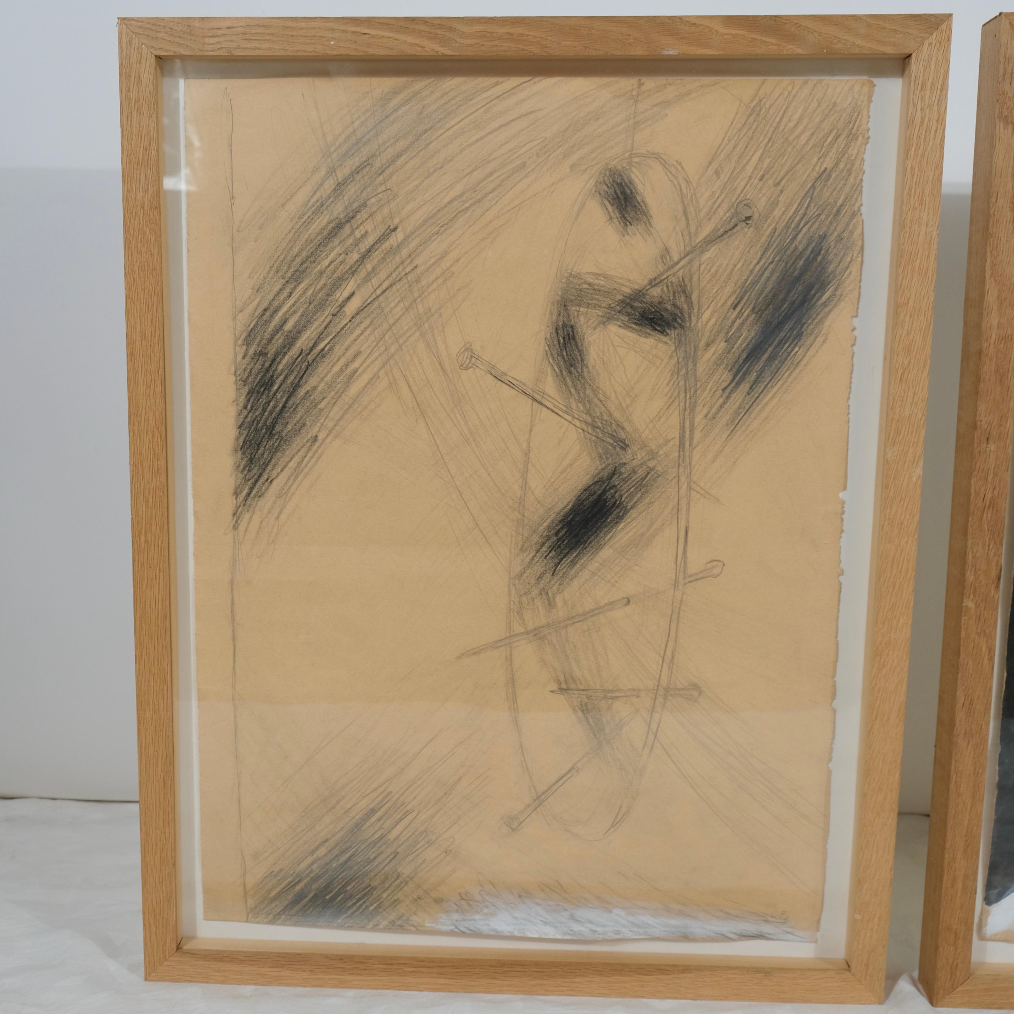 Two Sketches by Olle Bonnier (1925-2016) made ca 1948, Signed O.B. In Good Condition For Sale In Stockholm, SE