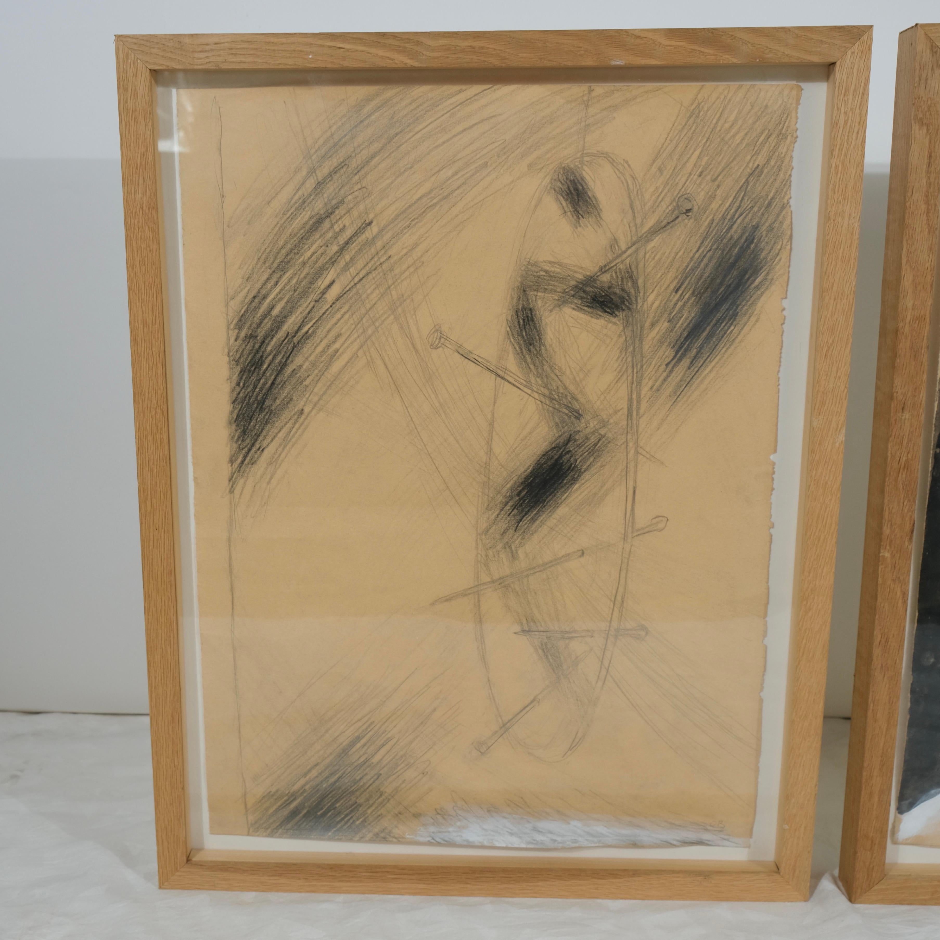 Mid-20th Century Two Sketches by Olle Bonnier (1925-2016) made ca 1948, Signed O.B. For Sale