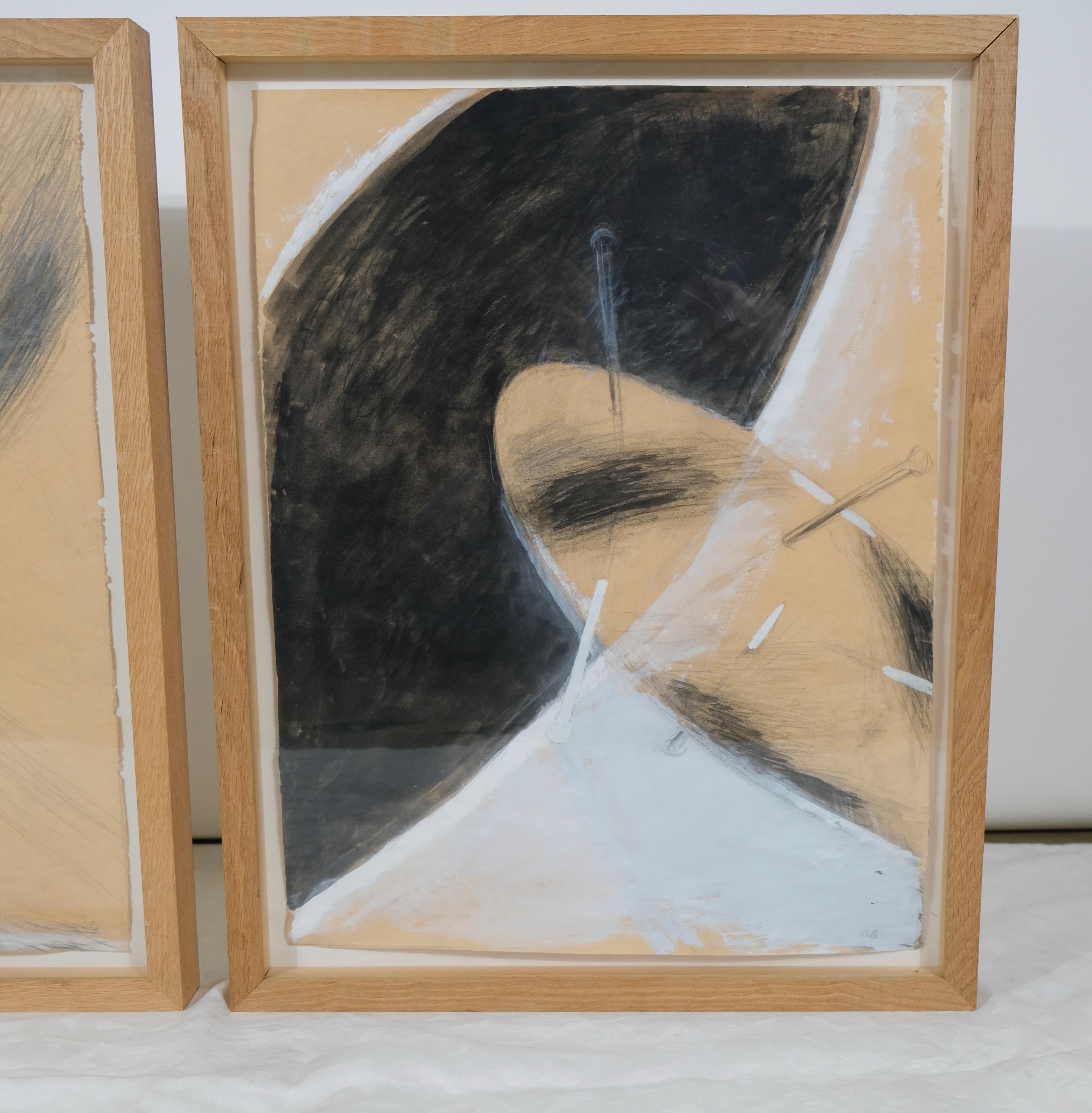 Paper Two Sketches by Olle Bonnier (1925-2016) made ca 1948, Signed O.B. For Sale