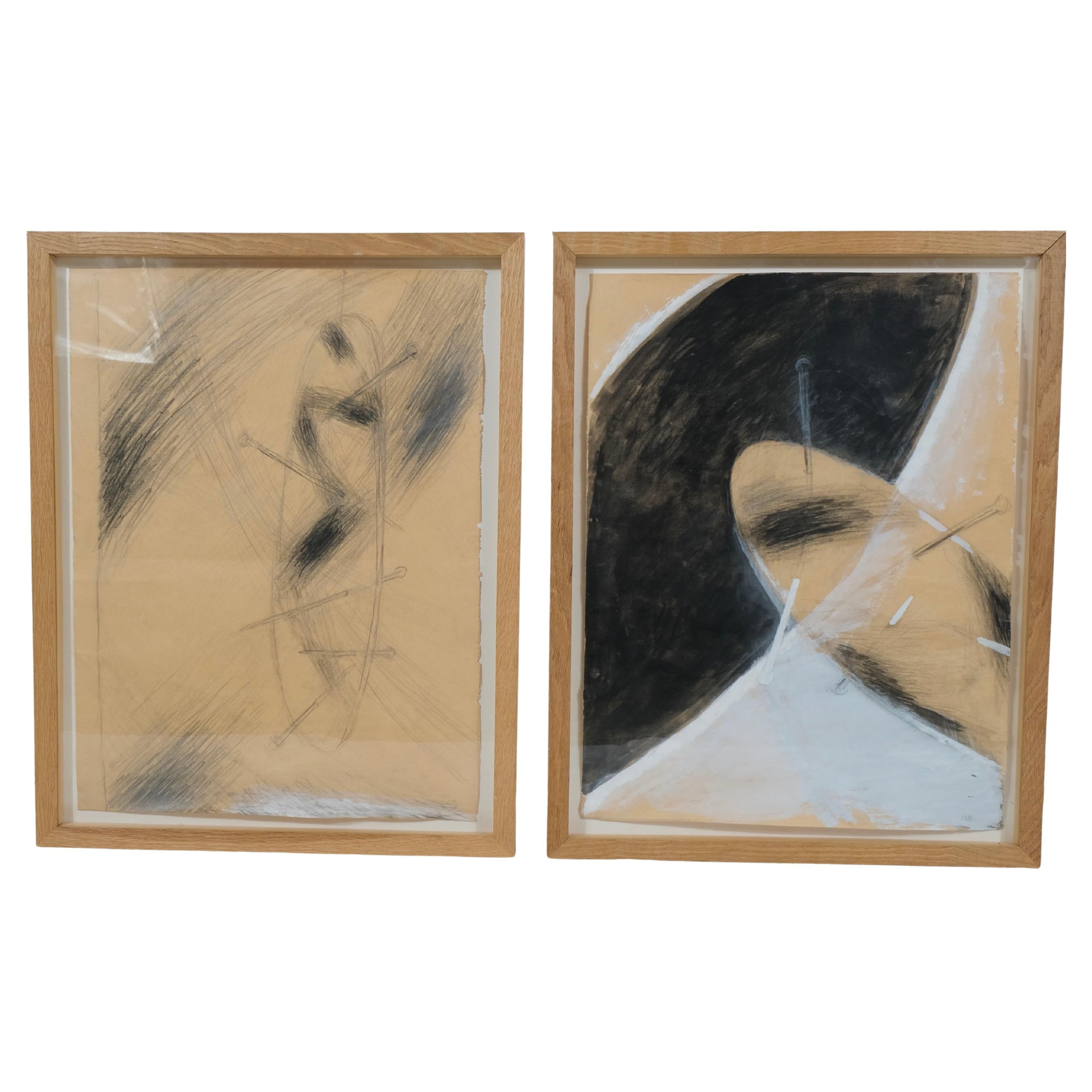 Two Sketches by Olle Bonnier (1925-2016) made ca 1948, Signed O.B.