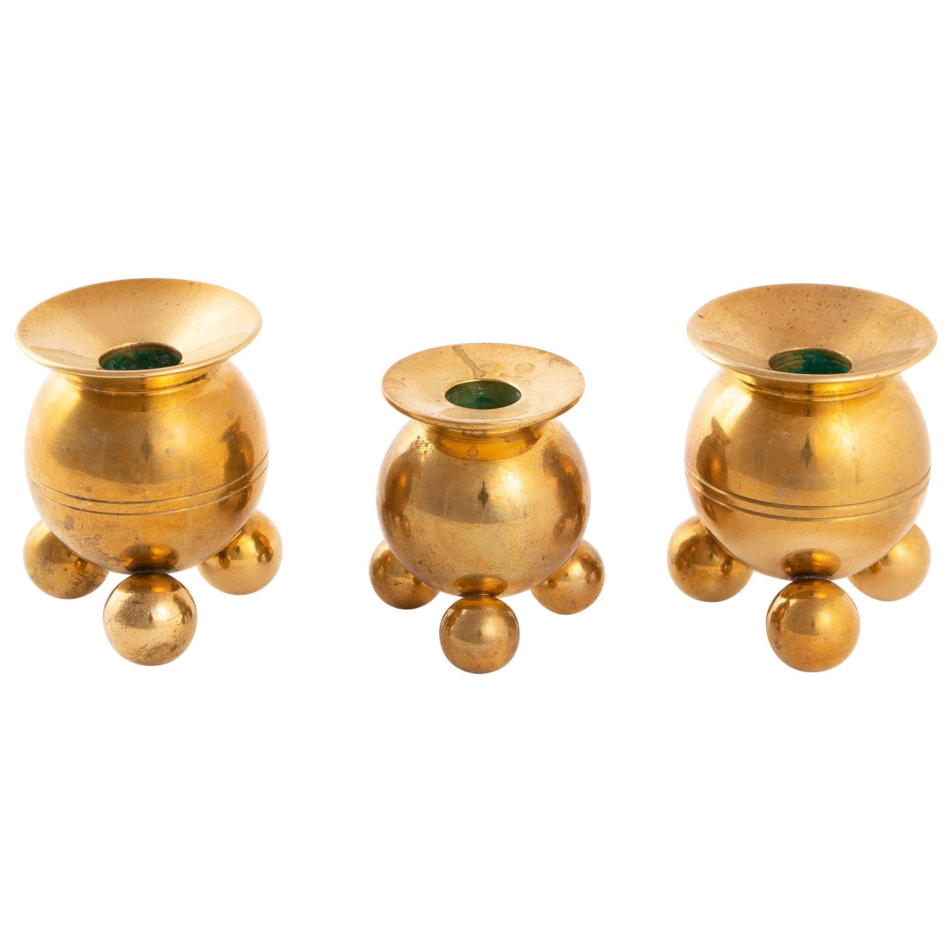 Two Skultuna and One Kolbäck Round Candleholders For Sale