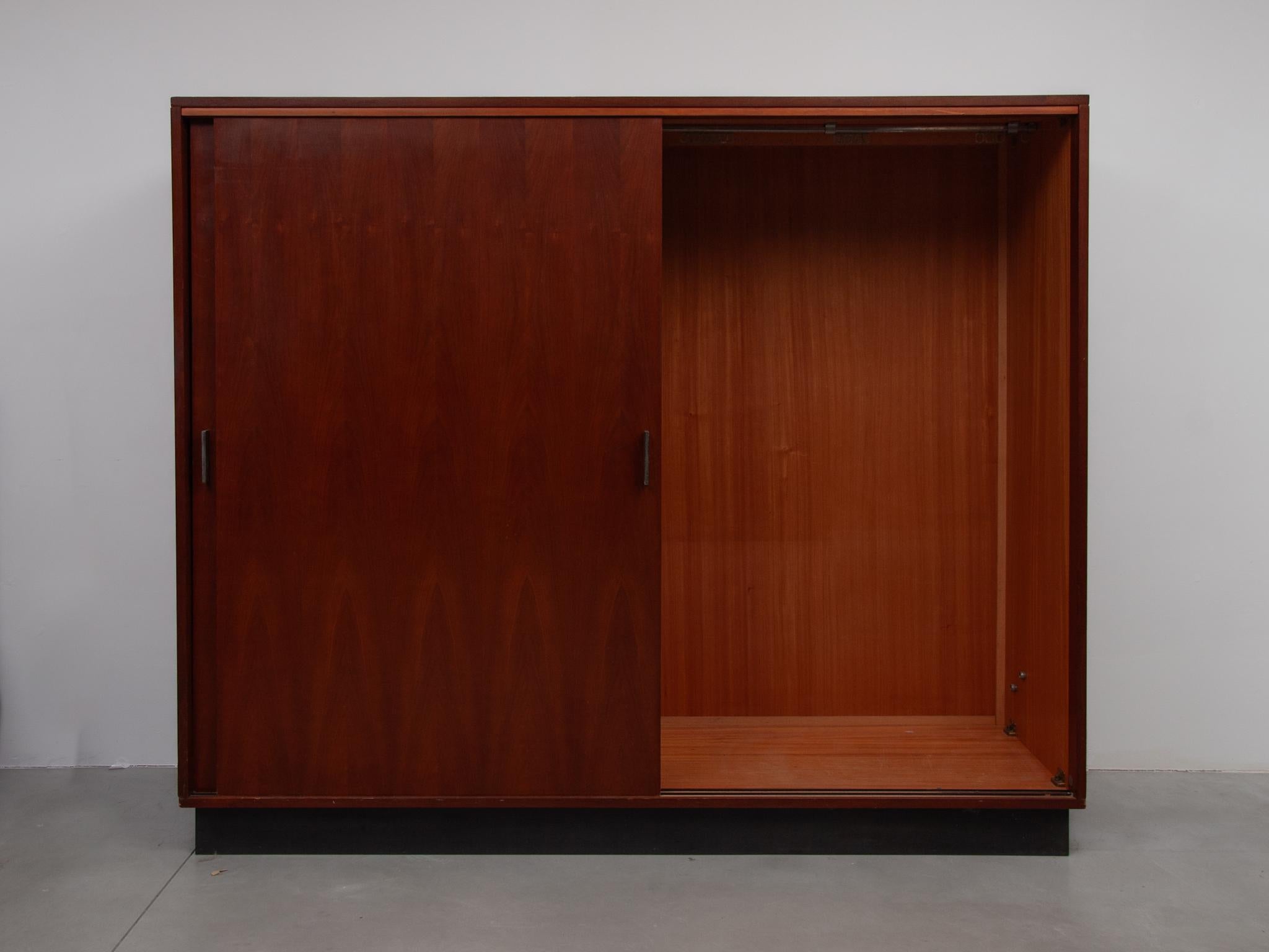 Mid-Century Modern Two Sliding Doors Wardrobe designed by Alfred Hendrickx, Belgium, 1960s
