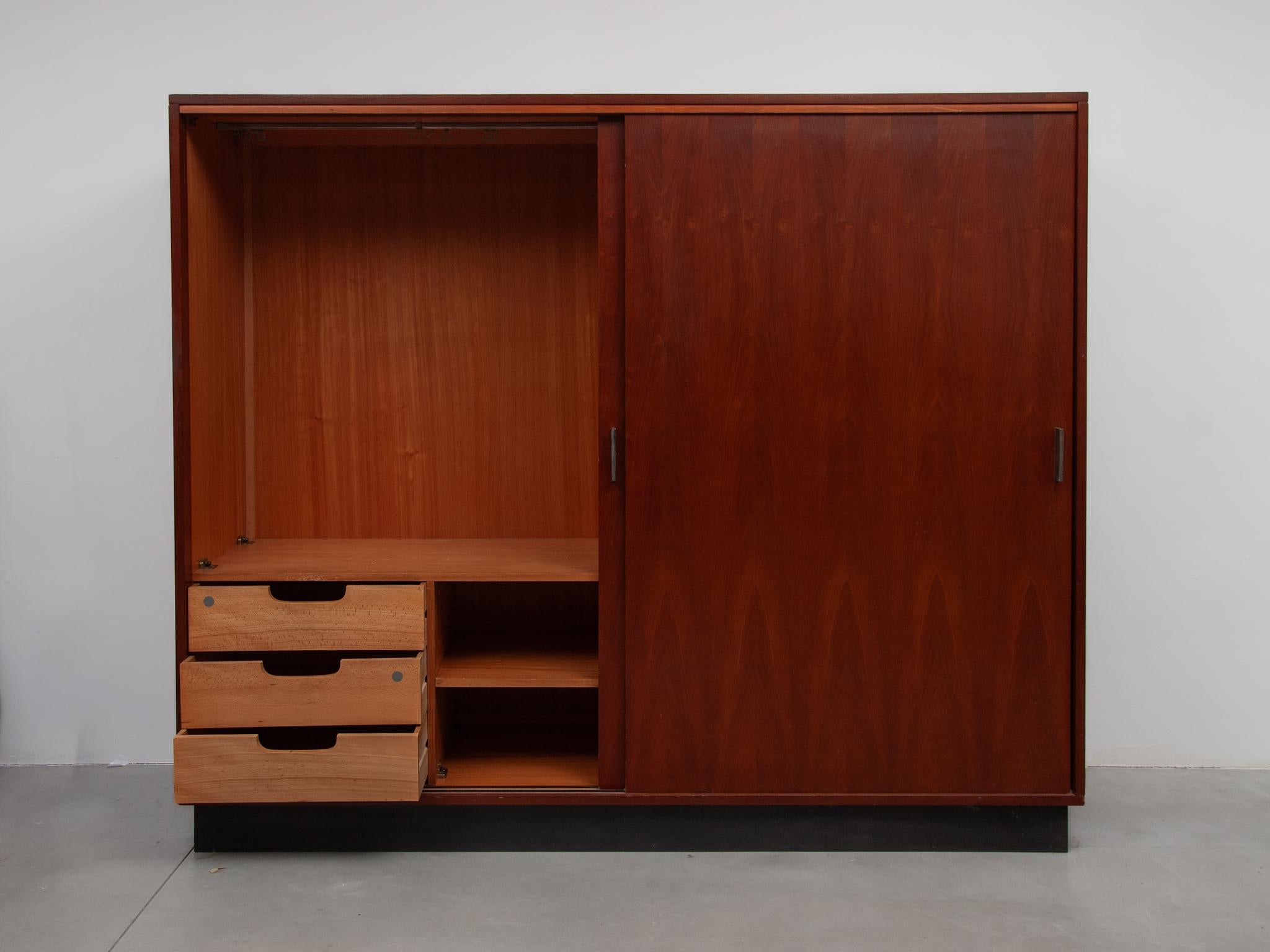 Mid-20th Century Two Sliding Doors Wardrobe designed by Alfred Hendrickx, Belgium, 1960s For Sale