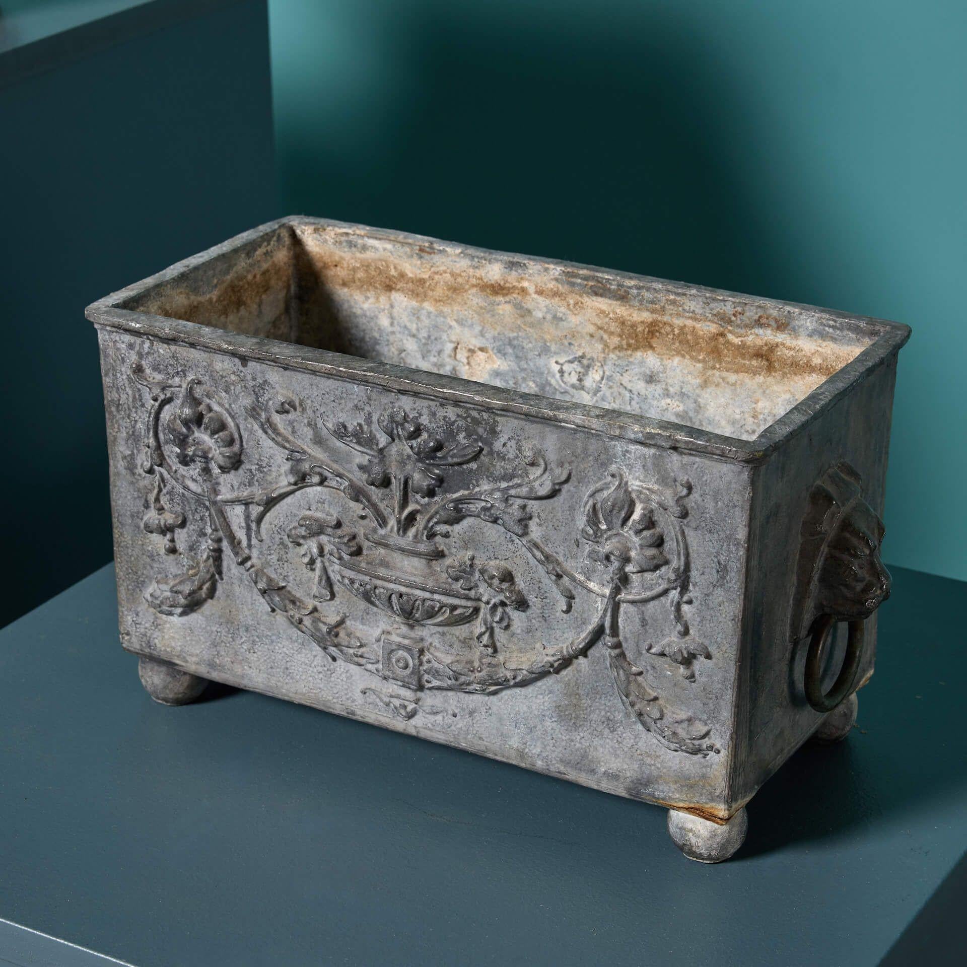 English Two Small Antique Lead Trough Planters