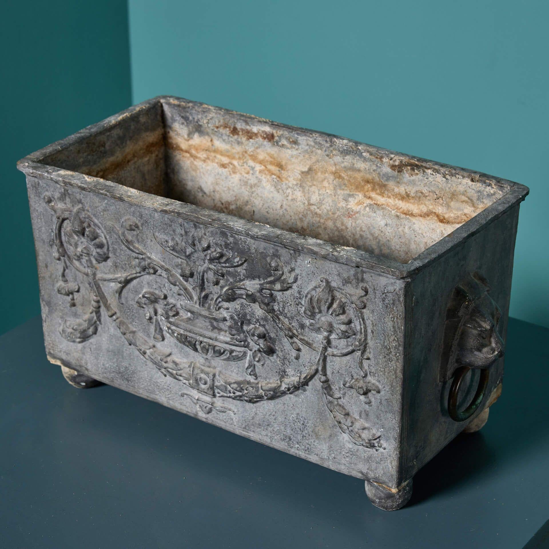 19th Century Two Small Antique Lead Trough Planters