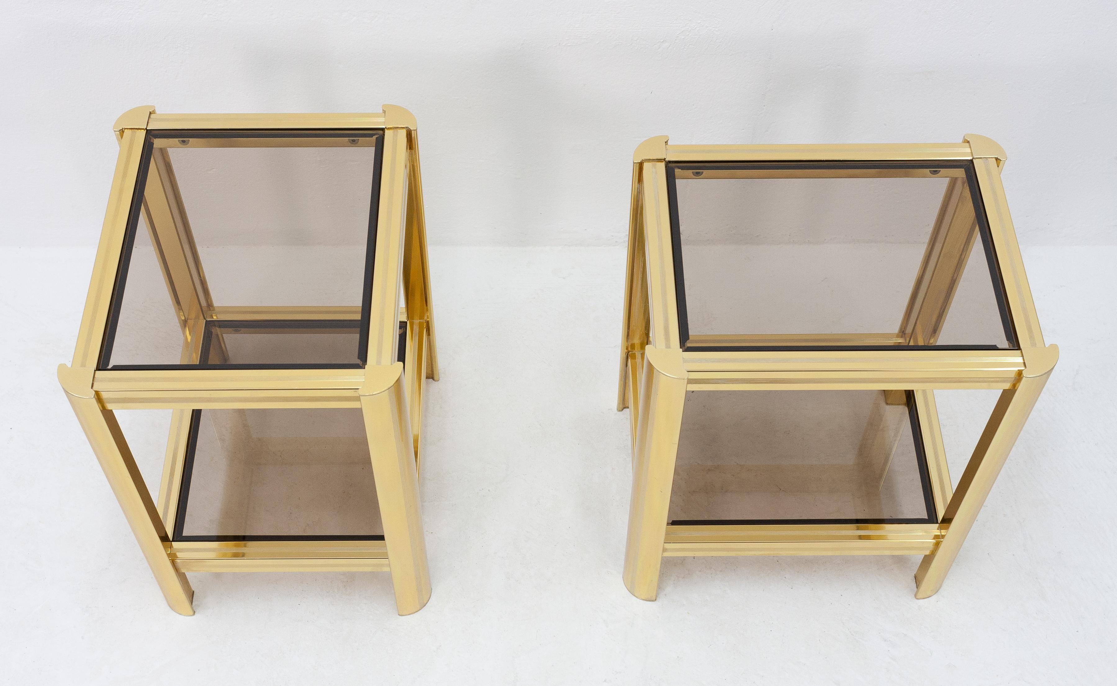 French Two Small Brass Side Tables, France, 1970s