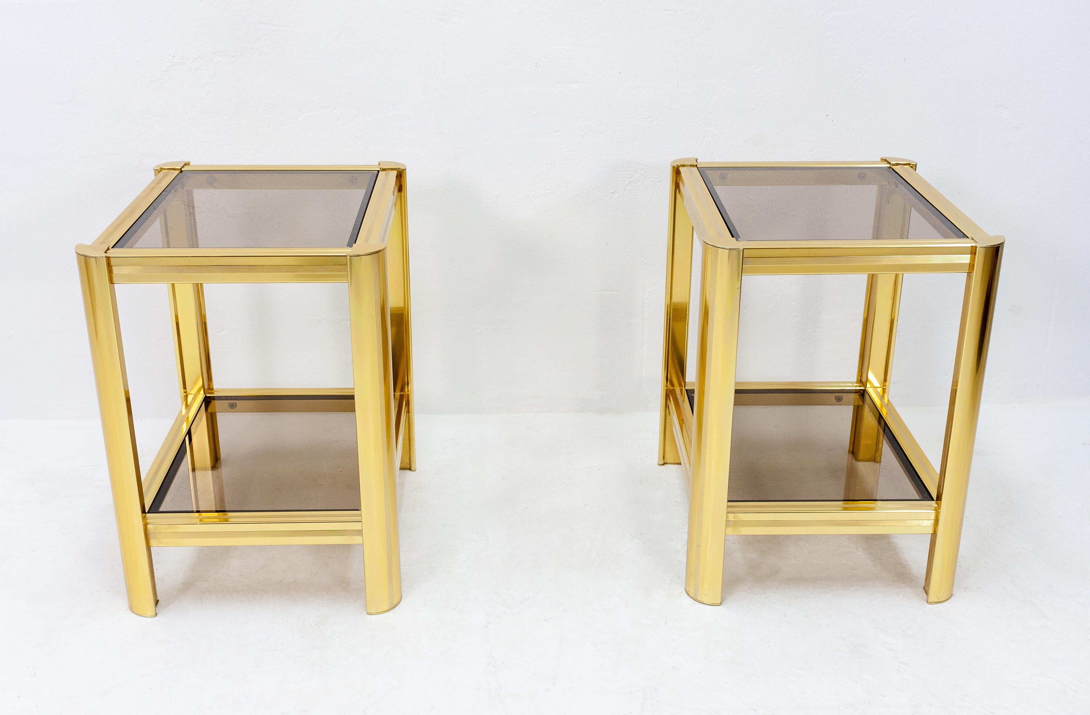 Two Small Brass Side Tables, France, 1970s 1