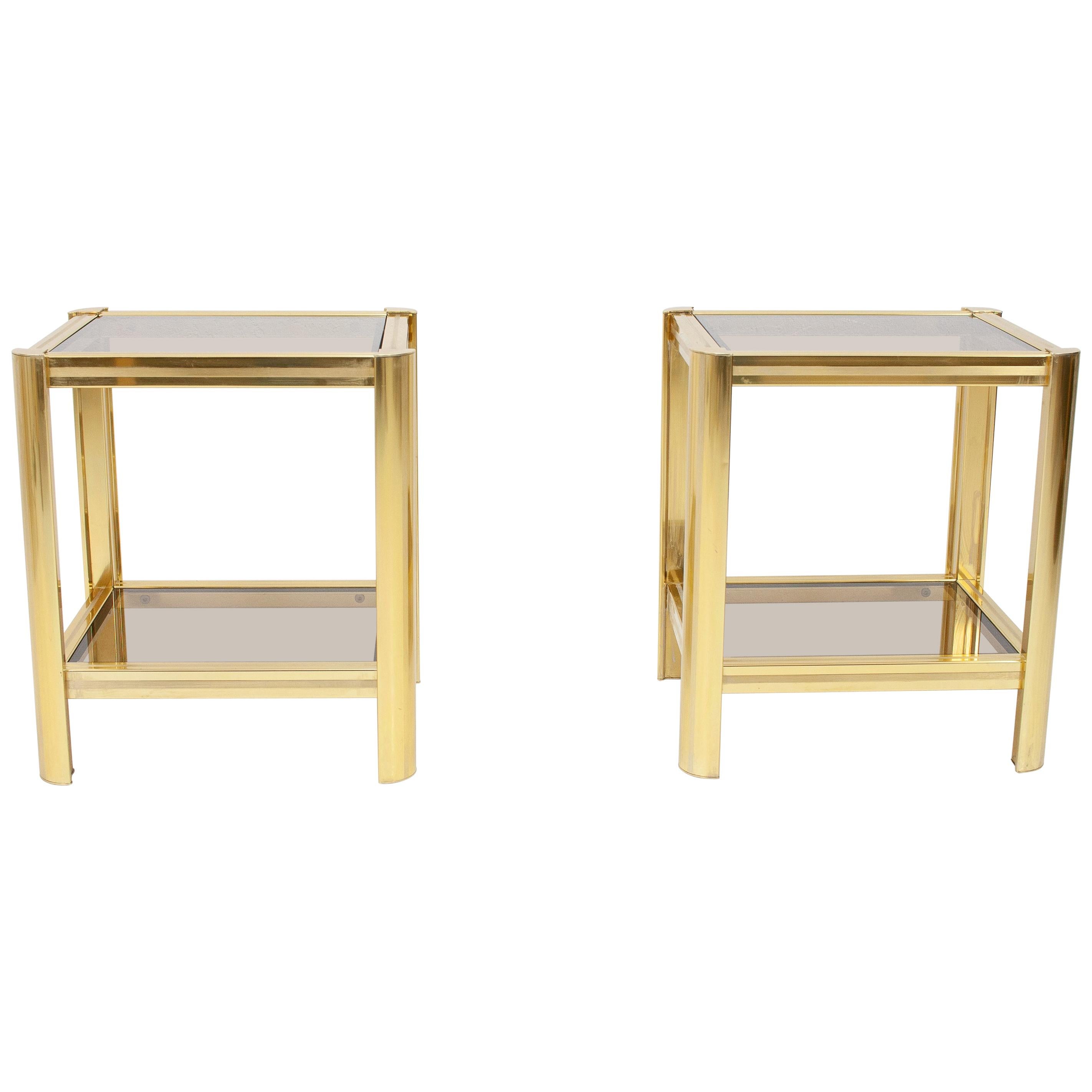 Two Small Brass Side Tables, France, 1970s