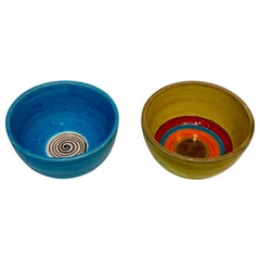 Two Small Ceramic Decorative Cup Vide-Poches Signed Gambone, Italy, 1950's