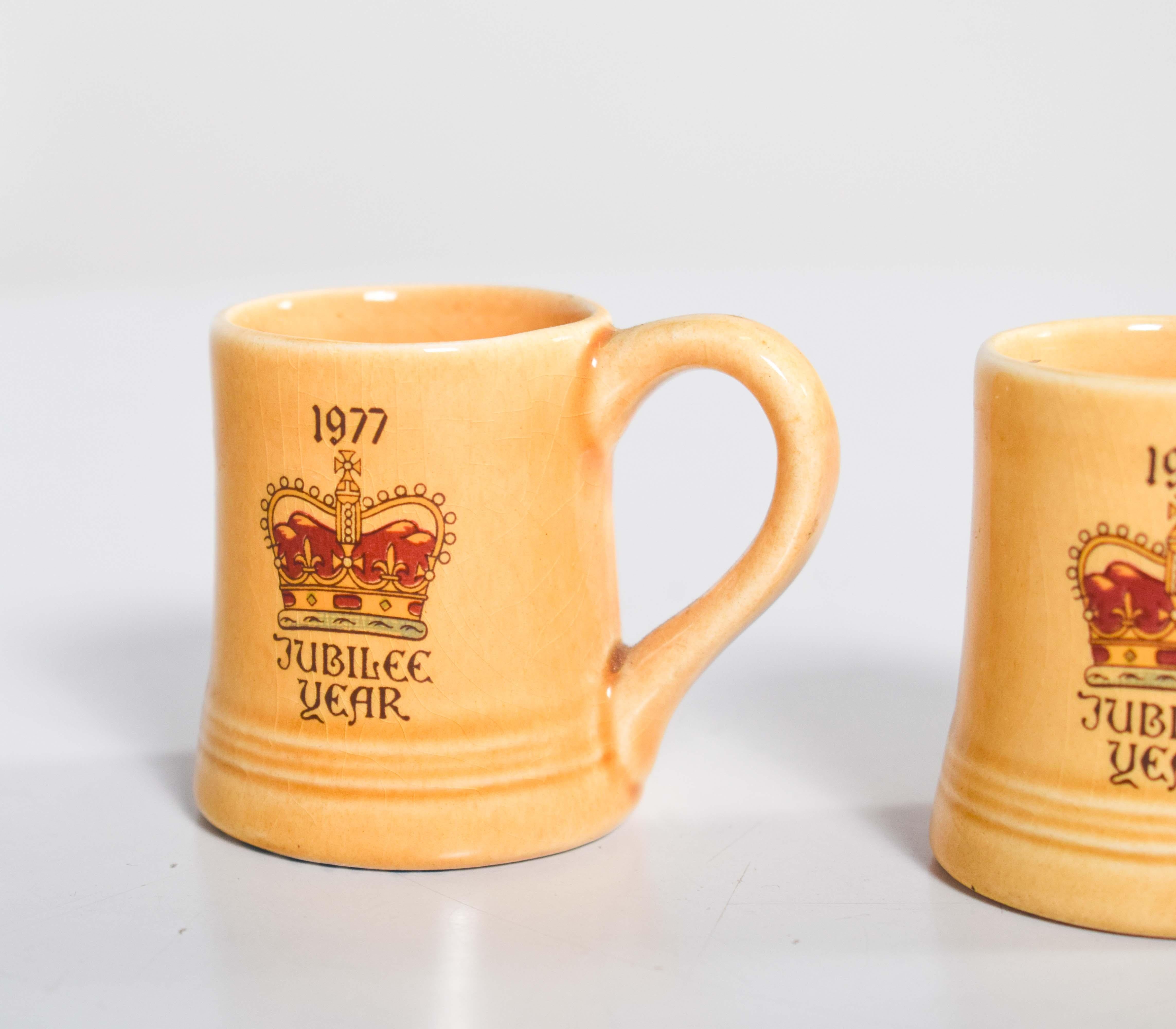 British Two Small Commemorating Pottery Mugs For Sale
