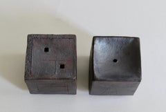 Two Small Contemplation Boxes 'Vase', Hand Built Ceramic, Rustic Metallic Glaze