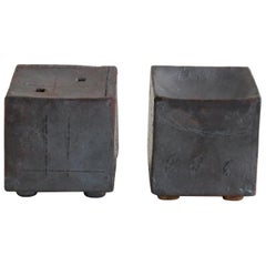 Two Small Contemplation Boxes 'Vase', Hand Built Ceramic, Rustic Metallic Glaze