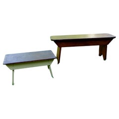 Two Small Country Pine Benches