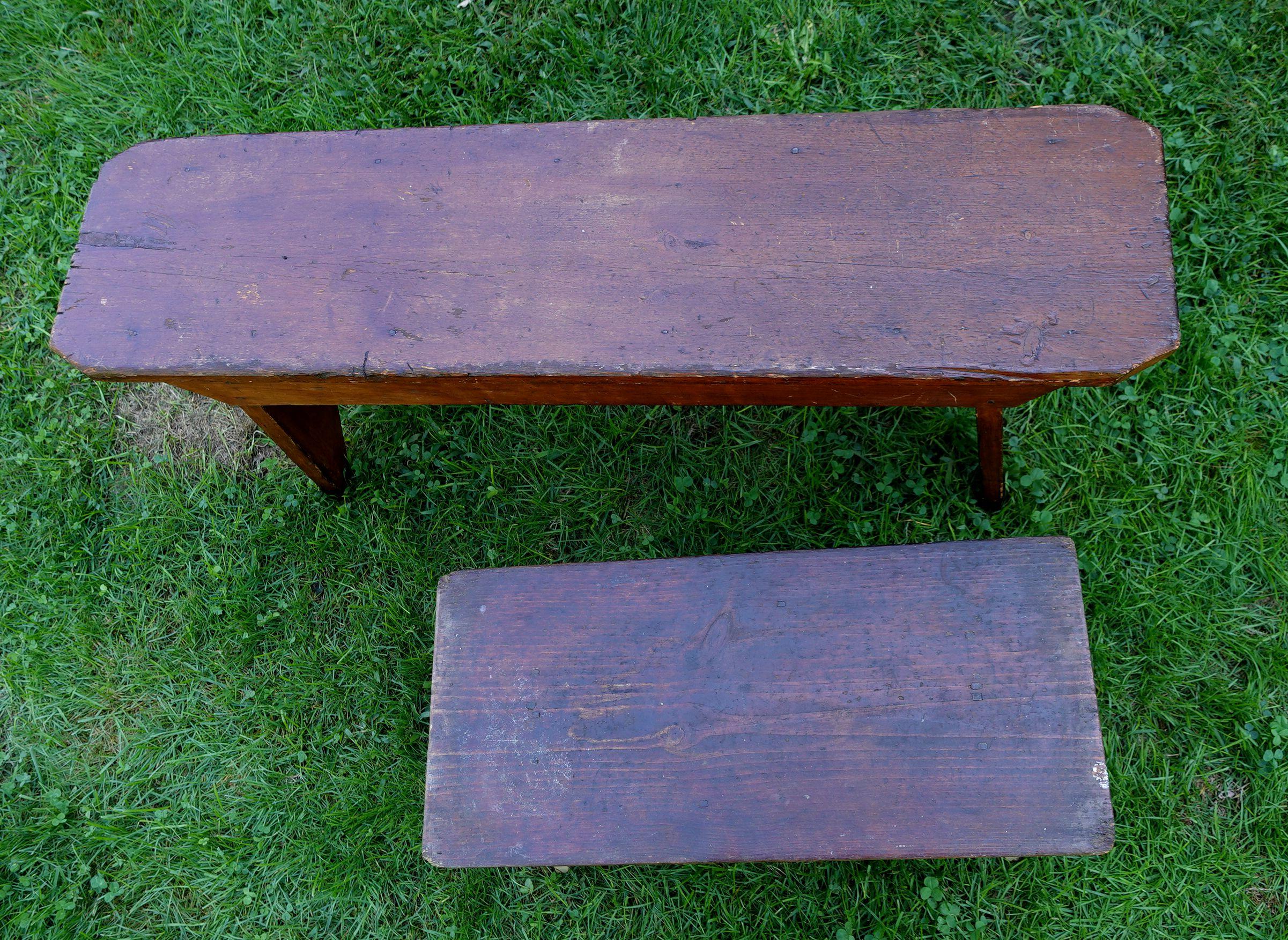 19th Century Two Small Country Pine Benches For Sale
