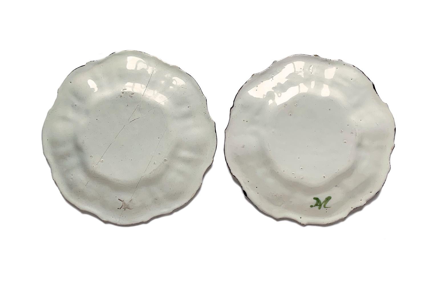 Barocco Two Small Italian Dishes Antonio Maria Coppellotti Manufacture, Lodi, Circa 1740 in vendita