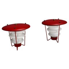 Two Small Metal and Glass Table Lamps by Stilux, Italy, 1960s Two Small Metal and Glass Table Lamps by Stilux, Italy, 1960s