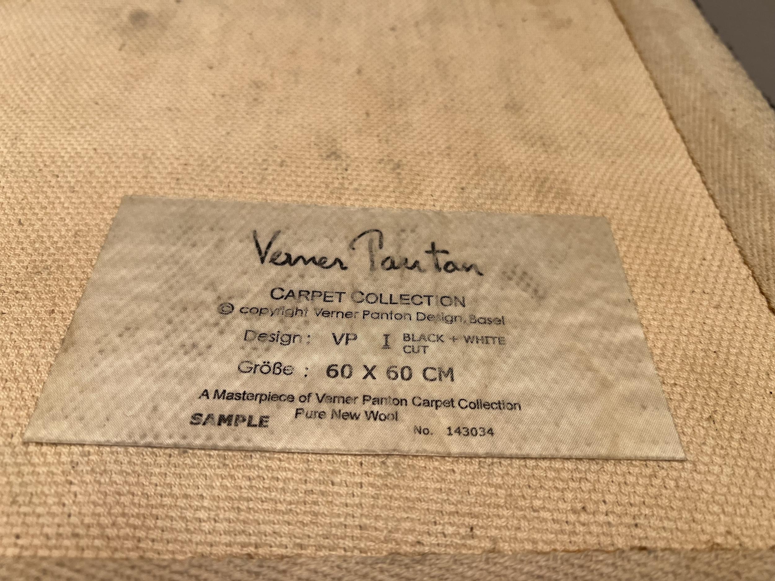 Late 20th Century Two small sample carpets, by Verner Panton, Basel, Switzerland, circa 1970 For Sale