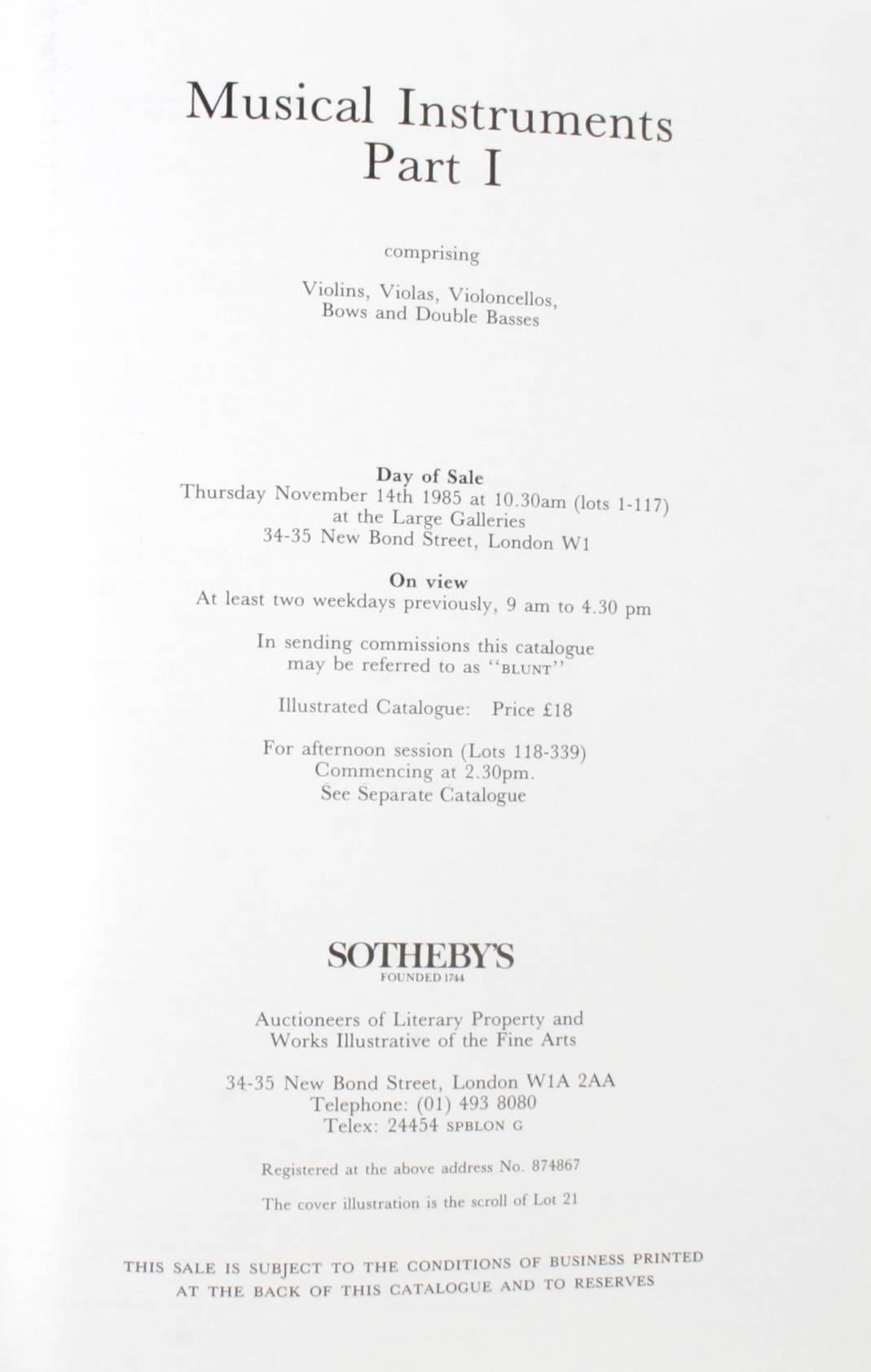 Deux catalogues de ventes aux enchères de Sotheby's London sur instruments de musique en vente 10